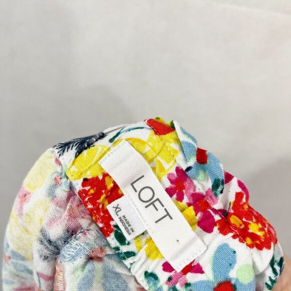 LOFT Colorful Fruit Print Linen Pull On Shorts Comfort Waist Novelty Summer XL - Picture 4 of 8